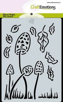CraftEmotions Mask stencil Magic Forest - paddenstoelen Carla Creaties