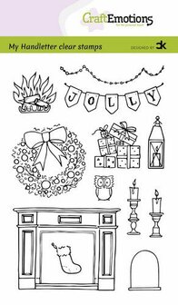 CraftEmotions clearstamps A6 - handletter - X-mas decorations 2 (Eng) Carla Kamphuis