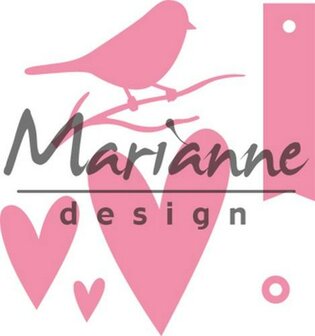 Marianne Design collectable giftwrapping - karin&#039;s birds hearts &amp; tag COL1443