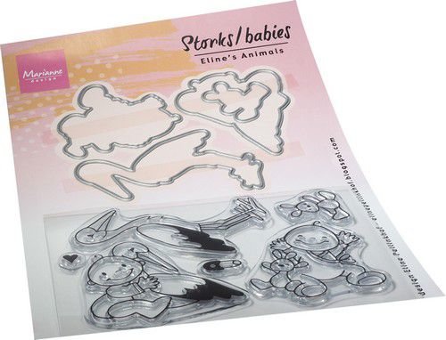 Marianne Design Clear Stamps&amp; Die set Eline&lsquo;s Ooievaar en baby EC0195 150x210mm