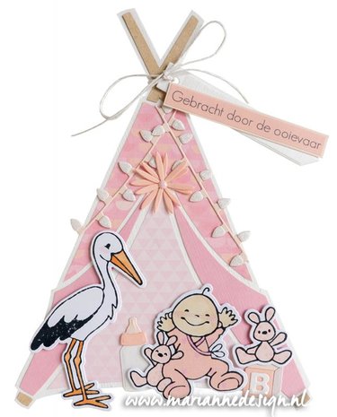 Marianne Design Clear Stamps&amp; Die set Eline&lsquo;s Ooievaar en baby EC0195 150x210mm