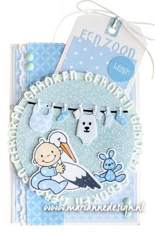 Marianne Design Clear Stamps&amp; Die set Eline&lsquo;s Ooievaar en baby EC0195 150x210mm