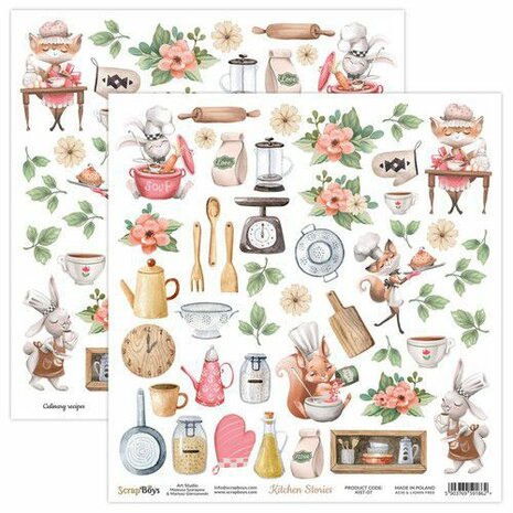 ScrapBoys Kitchen Stories paper cut out elements DZ KIST-07 190gr 30,5cmx30,5cm