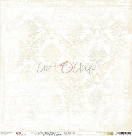 Craft OClock Double-sided paper 12&quot;*12&quot; Basic 04 - White-Beige Mood - 01