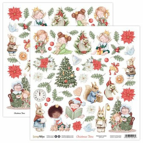 ScrapBoys Christmas Time paper cut out elements DZ CHTI-07 190gr 30,5cmx30,5cm