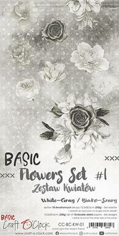 Craft OClock Basic Flowers Set 1, White-Grey