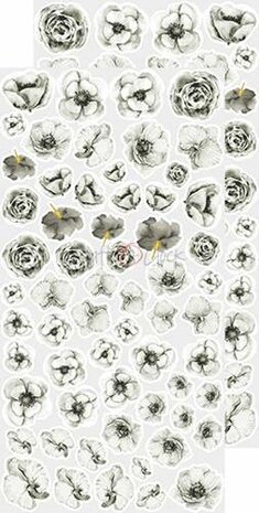 Craft OClock Basic Flowers Set 1, White-Grey