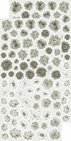 Craft OClock Basic Flowers Set 1, White-Grey