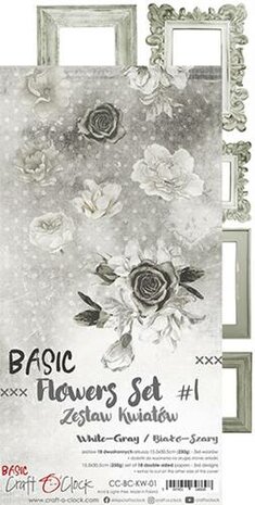 Craft OClock Basic Flowers Set 1, White-Grey