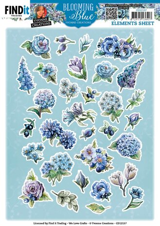 Cutting Sheets - Yvonne Creations - Blooming Blue - Small Elements