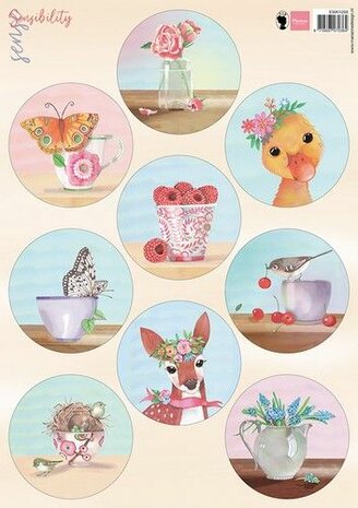 Marianne Design Decoupage Sensibility - Zomercirkels 7 cm EWK1299 9 designs 70mm, A4