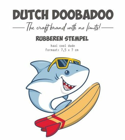 Dutch Doobadoo Rubber stempel Haai cool dude 497.004.012 7,5x7cm