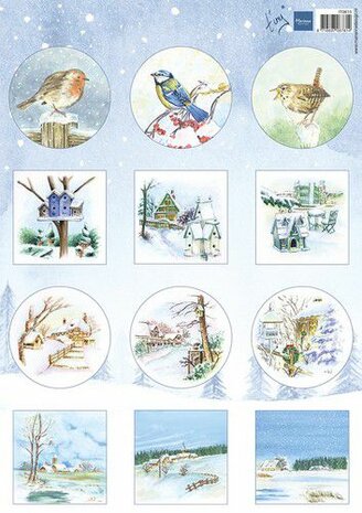 Marianne Design Decoupage Tiny&lsquo;s mini&lsquo;s Winter IT615 12 designs (6 round, 6 square) 