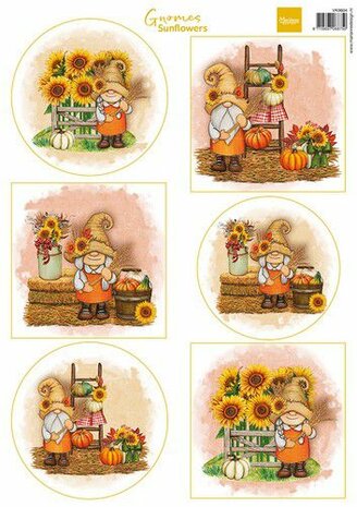 Marianne Design Decoupage Gnomes - Zonnebloemen VK9604 A4