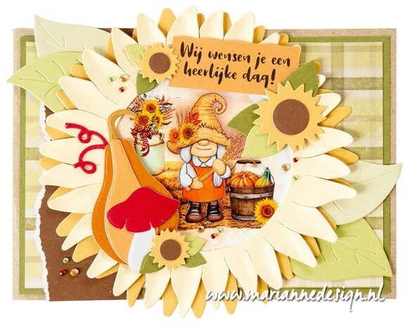 Marianne Design Decoupage Gnomes - Zonnebloemen VK9604 A4