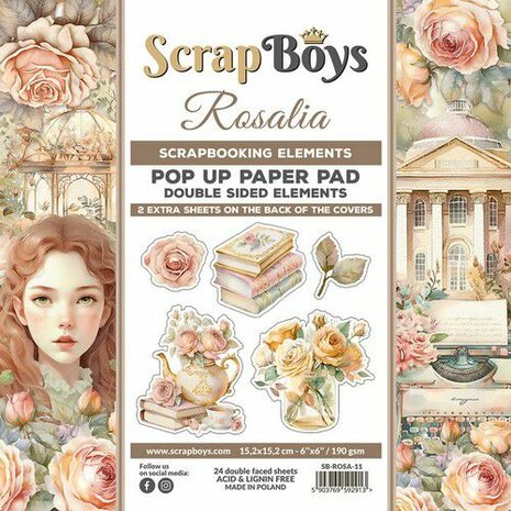 Scrapboys POP UP Paperpad double sided elements - Rosalia ROSA-11 190gr 15,2x15,2cm