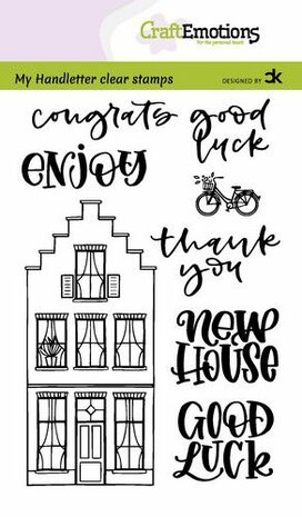 CraftEmotions clearstamps A6 - handletter - Nieuwe Woning 2 (Eng) Carla Kamphuis