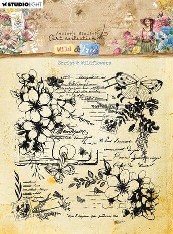 Studio Light Clear Stamp Script &amp; Wildflowers Wild &amp; Free nr.671 JMA-WAF-STAMP671 124x126mm