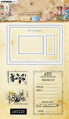 Studio Light Stamp &amp; Cutting Die ATC &amp; stamps Wild &amp; Free nr.82 JMA-WAF-SCD82 92x138mm