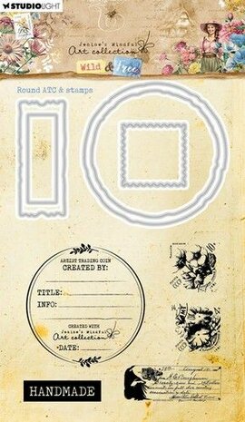 Studio Light Stamp &amp; Cutting Die Round ATC&amp;stamps Wild &amp; Free nr.81 JMA-WAF-SCD81 95x140mm