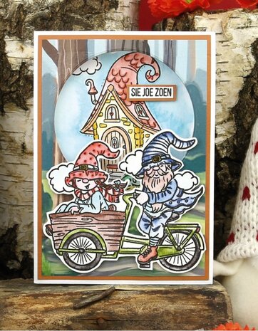 Clear Stamps - Yvonne Creations - Great Gnomes - Biking Gnome