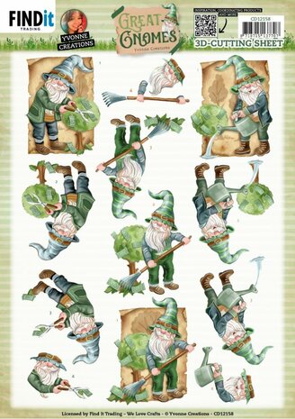 3D Cutting Sheets - Yvonne Creations - Great Gnomes - Garden Gnomes