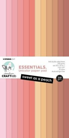 Studio Light Unicolor paper pad Sweet as a peach Essentials nr.190 CCL-ES-UPP190 300x150mm