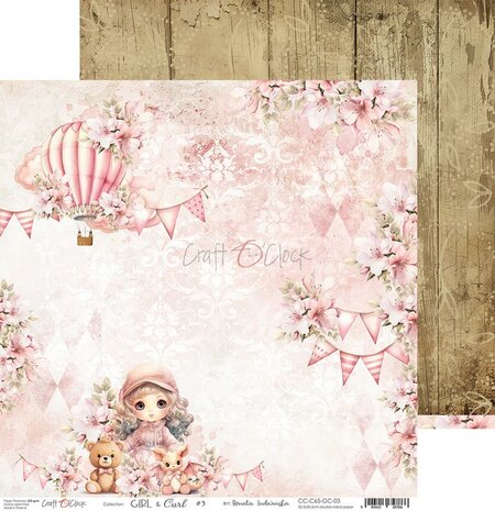 Paper Collection Set 30,5x30,5cm Girl &amp; Curl, 250 gsm (6 double-sided sheets, 12 designs, bonus design 30,5x30,5 cm on the 