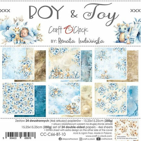 Craft O Clock Set of Papers 15x15 cm Boy &amp; Toy CC-C66-BT-10