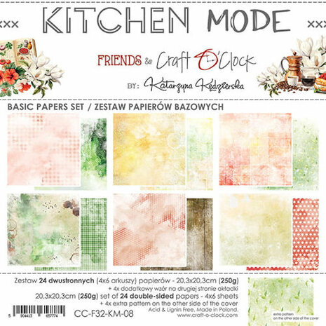 Craft O Clock Basic Paper Pack 20x20 cm Kitchen Mode CC-F32-KM-08