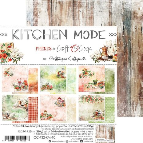 Craft O Clock Set of Papers 15x15 cm Kitchen Mode CC-F32-KM-10