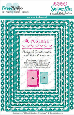 CarlijnDesign snijmallen A6 Rechthoeken 3 postage&nbsp;CDSN-0256