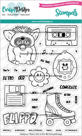 CarlijnDesign Clear stamp Retro 80s &amp; 90s CDST-0117