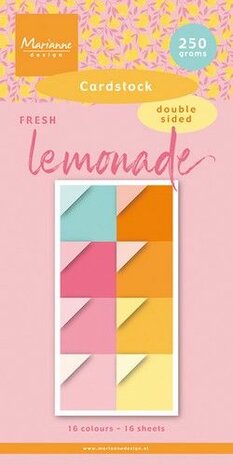 Marianne Design Cardstock Fresh Lemonade PK9191 15x30 cm, 16 colours, double sided, 16 sheets