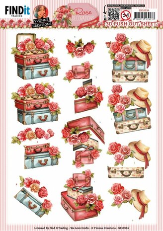 3D Push Out - Yvonne Creations - Rose Decorations - Rose Suitcase