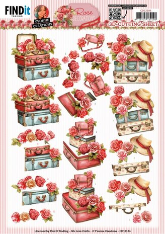 3D Cutting Sheets - Yvonne Creations - Rose Decorations - Rose Suitcase