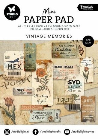 Studio Light Mini Paper Pad Vintage memories Essentials nr.215 SL-ES-DPP215 74x105mm