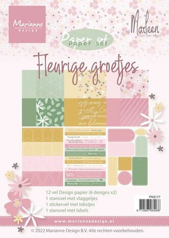 Marianne Design Paper pad Fleurige groetjes By Marleen PK9177 A5