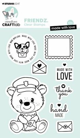 Studio Light Clear Stamp EN Made with love Friendz nr.709 CCL-FR-STAMP709 141x96mm