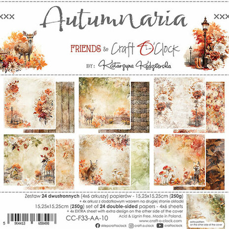 Craft O Clock Set of Papers 15x15 cm Autumnaria