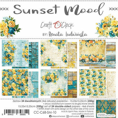 Craft O Clock Set of Papers 15x15 cm Sunset Mood