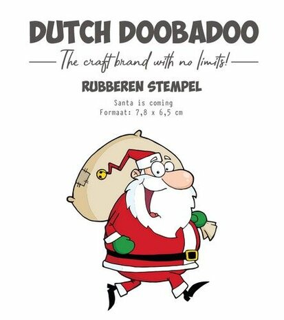 Dutch Doobadoo Rubber stempel Santa is coming 497.004.014 7,8x6,5cm