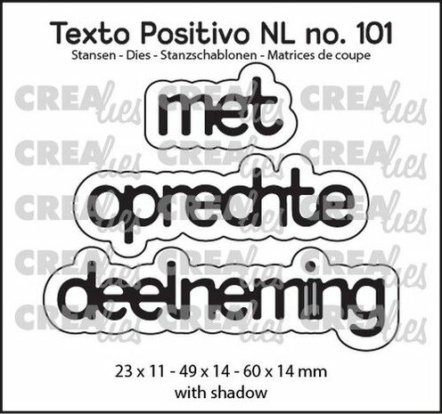 Crealies Texto Positivo met oprechte deelneming - NL (H) POSNL101 23x11 - 49x14 - 60x14 mm 