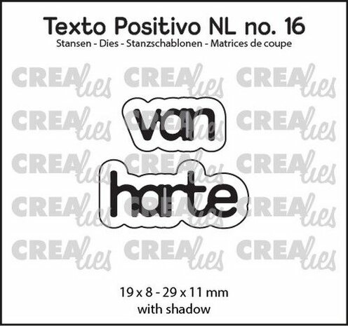 Crealies Texto Positivo van harte - NL (H) POSNL16 19x8 - 29x11 mm