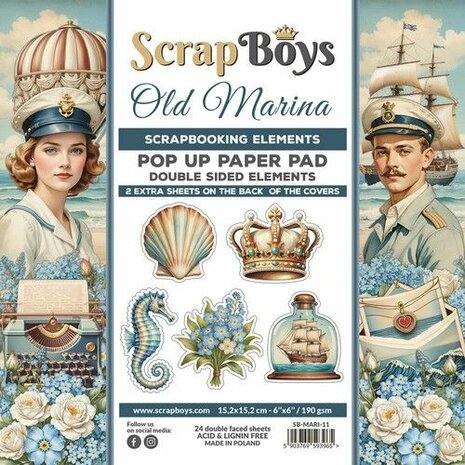 Scrapboys POP UP Paperpad double sided elements - Old Marina SB-MARI-11