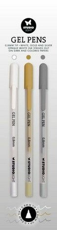 Studio Light Gel Penns White, Gold and silver Essentials nr.1 SL-ES-GP01 8x154mm