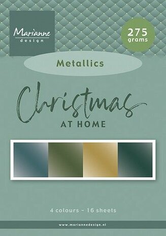 Marianne Design Paperpad Christmas at home - metallics PK9194 A5, 4 metallic colours, 16 sheets