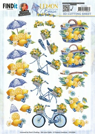 3D Cutting Sheets - Yvonne Creations - Lemon Breeze - Lemon Bike