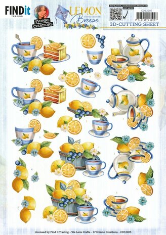 3D Cutting Sheets - Yvonne Creations - Lemon Breeze - Lemon Tea