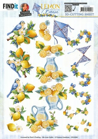 3D Cutting Sheets - Yvonne Creations - Lemon Breeze - Lemon Bird